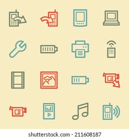 Mobile content web icons, retro color