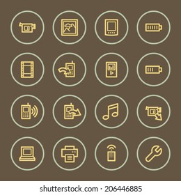 Juego de iconos web de contenido móvil, serie de café