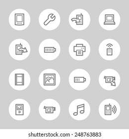Mobile content web icons set