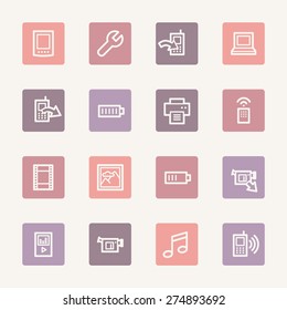 Mobile content web icons set