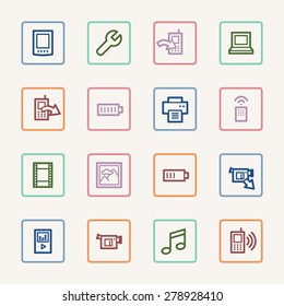 Mobile content web icons set