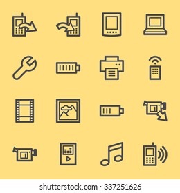 Mobile content web icons set