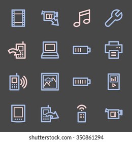 Mobile content web icons set