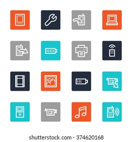 Mobile content web icons set