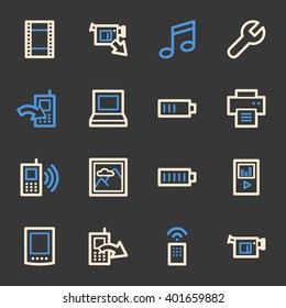 Conjunto de iconos web de contenido móvil