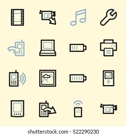 Mobile content web icons set