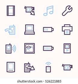 Mobile content web icons set