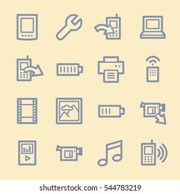Mobile content web icons set
