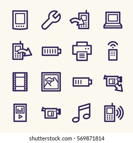 Conjunto de iconos web de contenido móvil