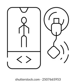 mobile control ems training line icon vector. mobile control ems training sign. isolated contour symbol black illustration