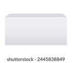 Mobile counter Mockup. White reception, information stand, exhibition booth, service desk, retail trade, promotion, advertising, pos, poi. Vector realistic. Blank template. EPS10.