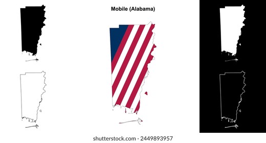 Mobile County (Alabama) outline map set