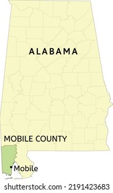 Mobile County and city of Mobile location on Alabama state map