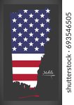 Mobile county map of Alabama USA with American national flag illustration