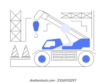 Mobile crane abstract concept vector illustration. Mobile crane mounted on crawlers, industrial transport, heavy construction machinery and equipment, crane installation abstract metaphor.