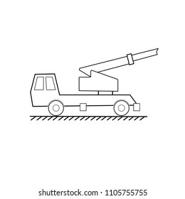 Mobile crane black thin line - vector illustration