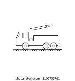 Mobile crane black thin line - vector illustration