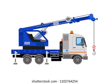 Mobile crane. Construction machinery. Isolated Vector Illustration.

