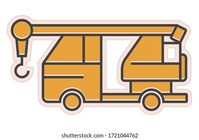 mobile crane / crane crawler - heavy equipment vehicles flat icon for apps or websites