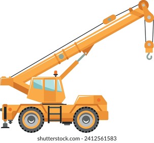 Mobile Crane Icon in Flat Style. Vector Illustration