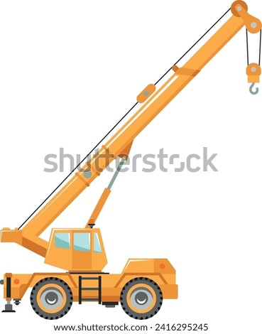 Mobile Crane Icon in Flat Style. Vector Illustration