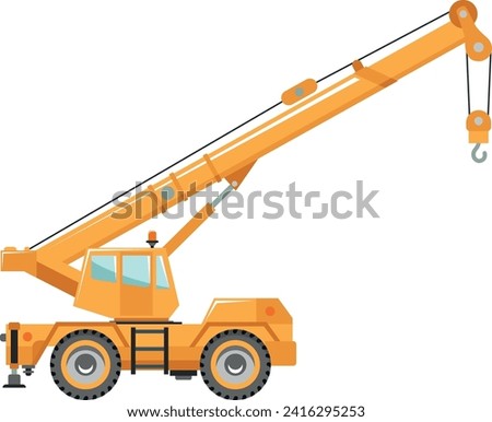 Mobile Crane Icon in Flat Style. Vector Illustration