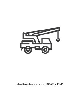 Mobile crane line icon. linear style sign for mobile concept and web design. Crane machine outline vector icon. Symbol, logo illustration. Vector graphics