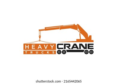Mobile crane logo heavy equipment excavator construction hoist lifting truck design 