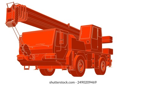 Mobile Kranmaschine 3D-Illustration