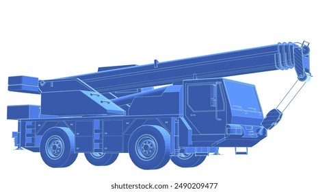 mobile crane machine 3d illustration