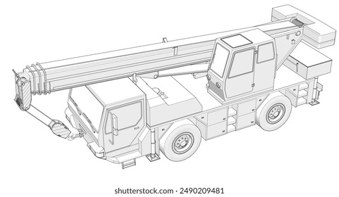 mobile crane machine 3d illustration
