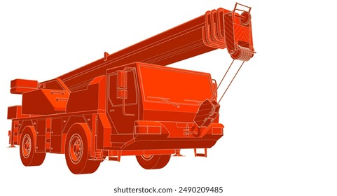mobile crane machine 3d illustration