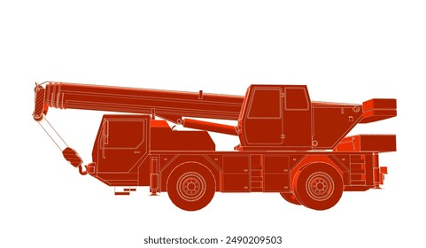 mobile crane machine 3d illustration