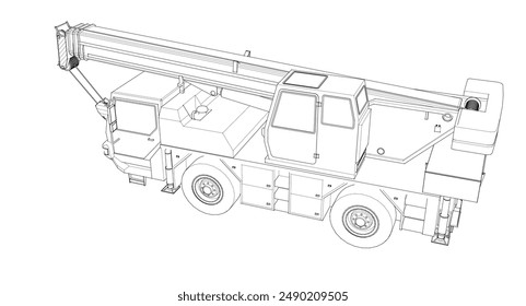 mobile crane machine 3d illustration