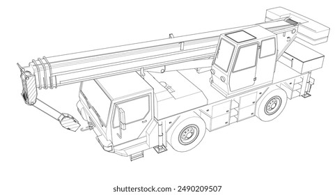 mobile crane machine 3d illustration
