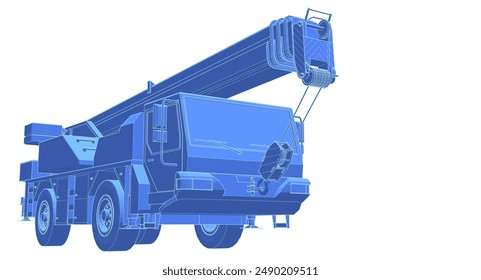 mobile crane machine 3d illustration