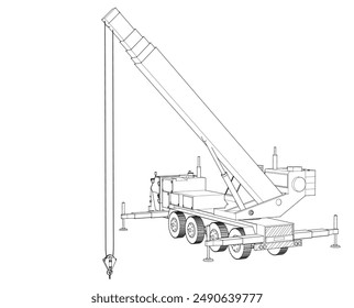  mobile crane machine 3d illustration