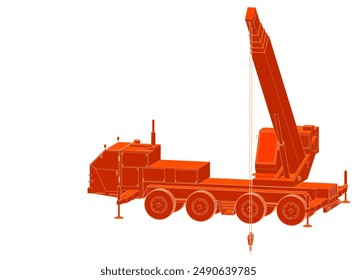  mobile crane machine 3d illustration