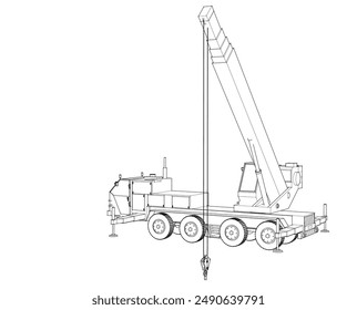  mobile crane machine 3d illustration