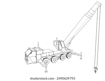  mobile crane machine 3d illustration