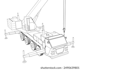  mobile crane machine 3d illustration