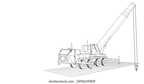  mobile crane machine 3d illustration
