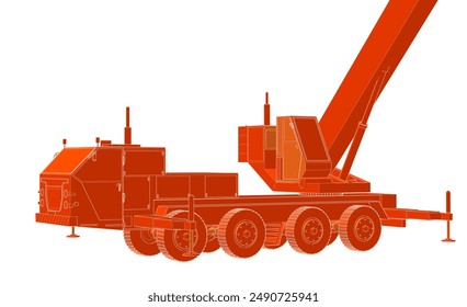  mobile crane machine 3d illustration