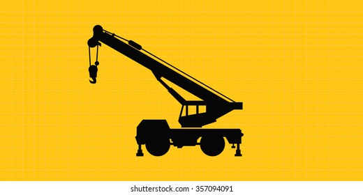 mobile crane site construction isolated silhouette