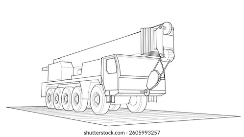 mobile crane sketch 3d illustration