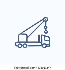Mobile crane vector sketch icon isolated on background. Hand drawn Mobile crane icon. Mobile crane sketch icon for infographic, website or app.
