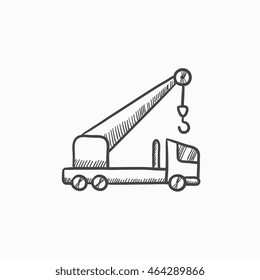 Mobile crane vector sketch icon isolated on background. Hand drawn Mobile crane icon. Mobile crane sketch icon for infographic, website or app.