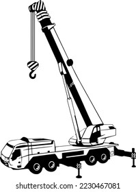 Mobile crane vector crane truck heavy equipment vector design crane vector