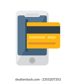 Mobile credit card icon flat vector. Money pay. Digital service isolated