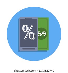 mobile credit colored icon in badge style. One of Banking collection icon can be used for UI, UX